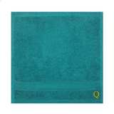 BYFT Daffodil Monogrammed Face Towel Turquoise Blue 30 x 30 Cm