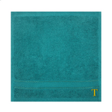 BYFT Daffodil Monogrammed Face Towel Turquoise Blue 30 x 30 Cm