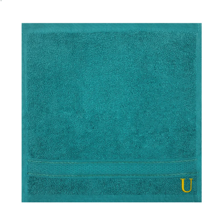 BYFT Daffodil Monogrammed Face Towel Turquoise Blue 30 x 30 Cm