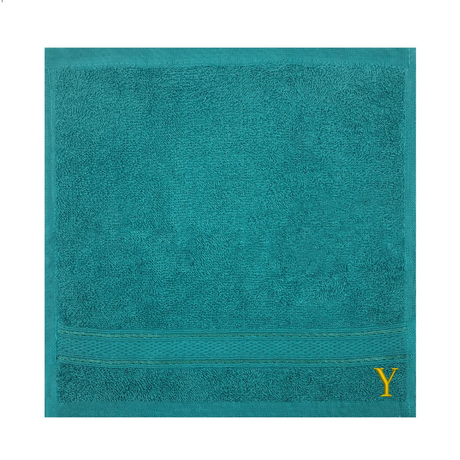 BYFT Daffodil Monogrammed Face Towel Turquoise Blue 30 x 30 Cm