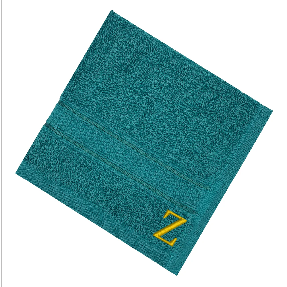 BYFT Daffodil Monogrammed Face Towel Turquoise Blue 30 x 30 Cm