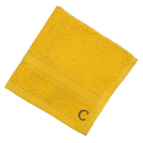 BYFT Daffodil Monogrammed Face Towel Yellow 30 x 30 Cm