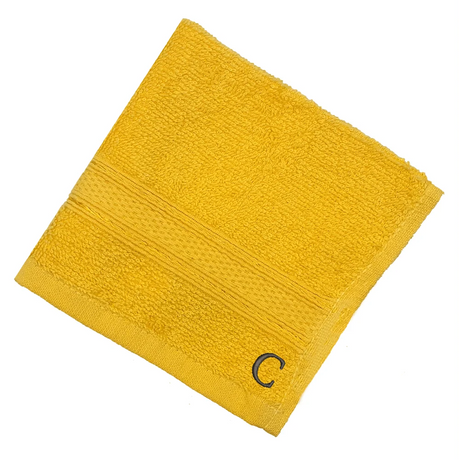 BYFT Daffodil Monogrammed Face Towel Yellow 30 x 30 Cm