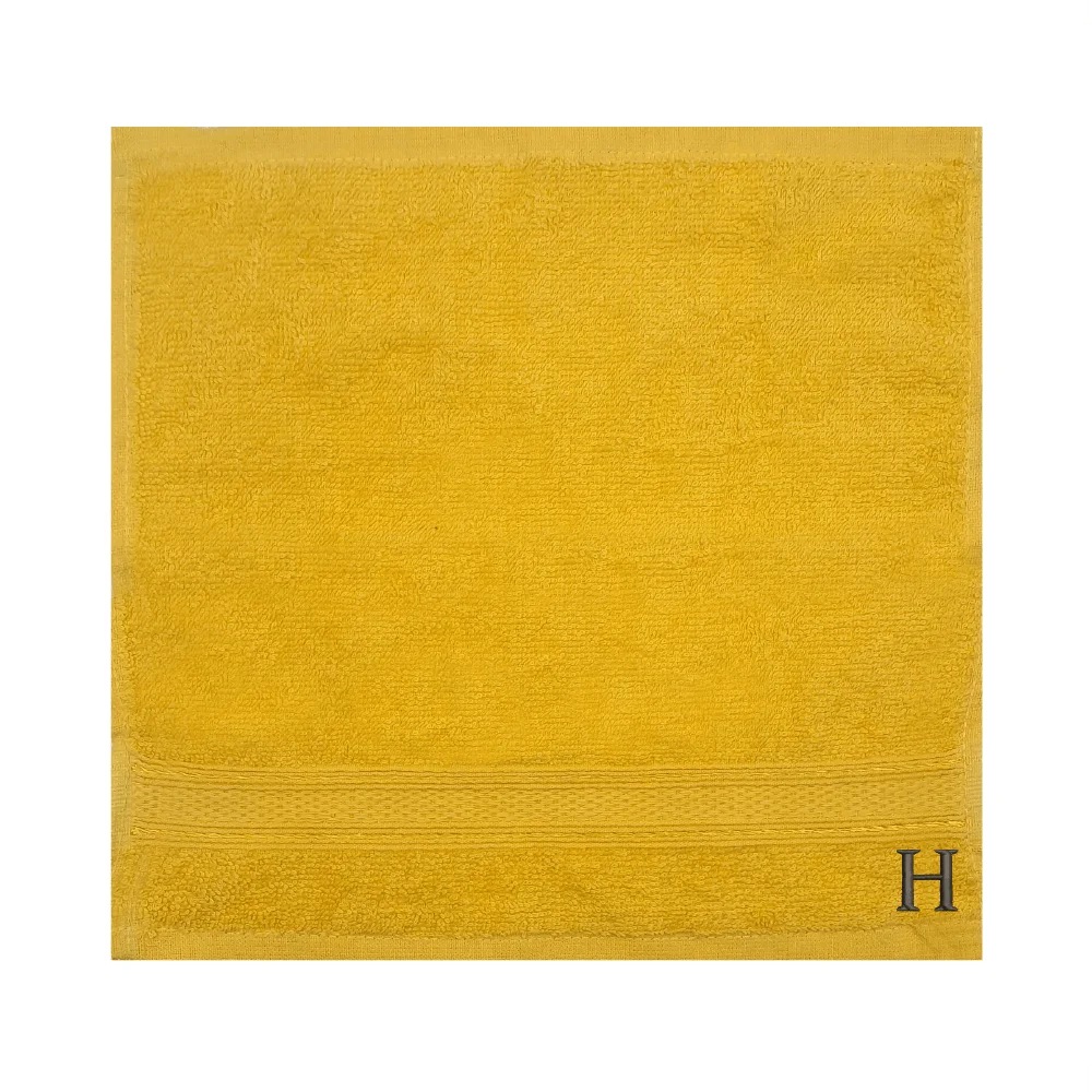 BYFT Daffodil Monogrammed Face Towel Yellow 30 x 30 Cm