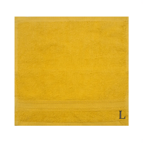 BYFT Daffodil Monogrammed Face Towel Yellow 30 x 30 Cm