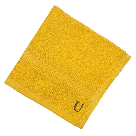 BYFT Daffodil Monogrammed Face Towel Yellow 30 x 30 Cm