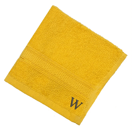 BYFT Daffodil Monogrammed Face Towel Yellow 30 x 30 Cm