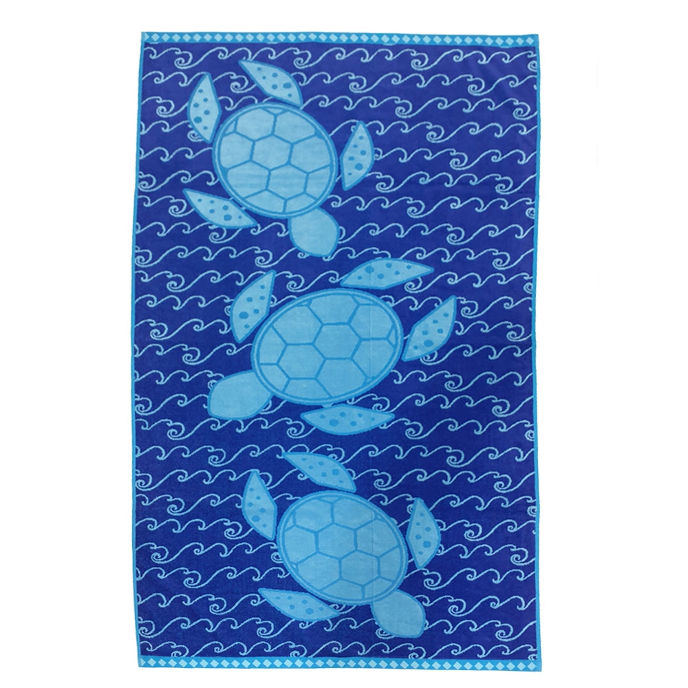 BYFT Mimosa Beach Towel Blue Turtle Cotton Pool Towel