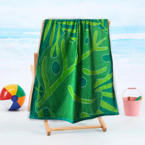 BYFT Mimosa Beach Towel Green Leaf 86 X 162 Cm Cotton Pool Towel