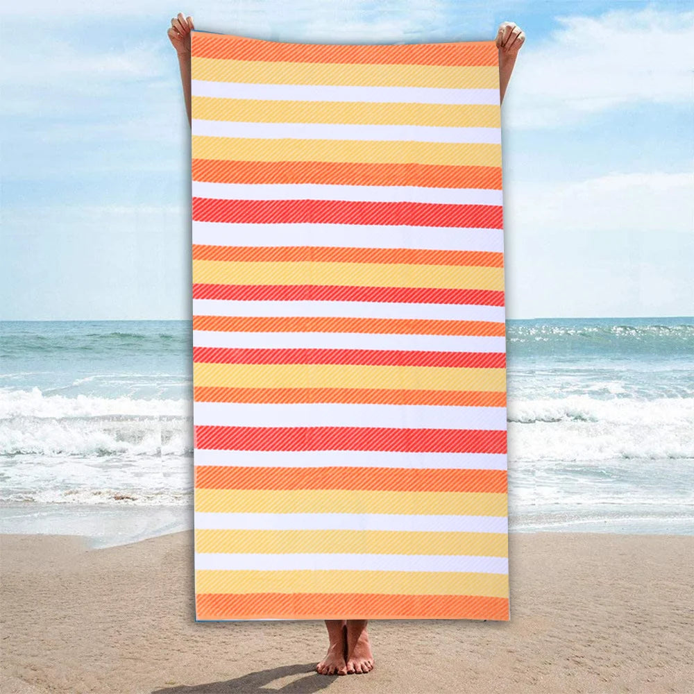Mimosa Beach Towel Orange Horizontal Stripe Cotton Pool Towel
