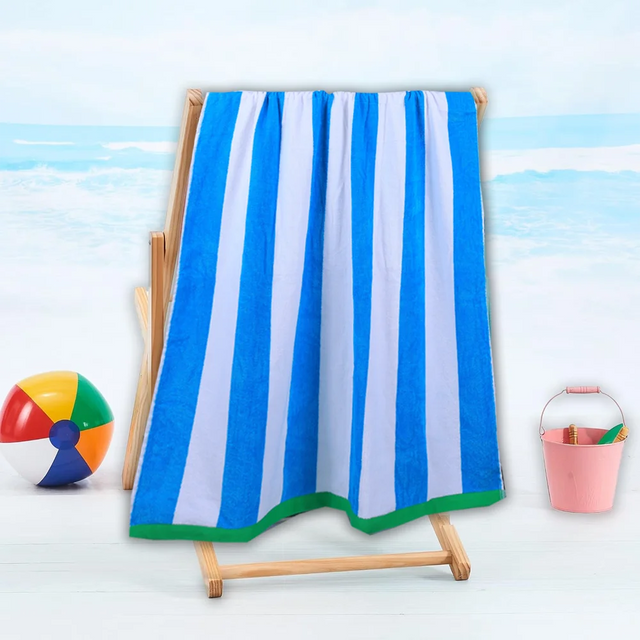 Mimosa Beach Towel White & Light Blue Cool Stripe Cotton Pool Towel