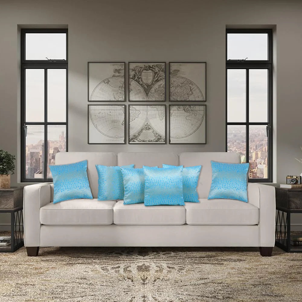 BYFT Orchard Cushion Cover 40 x 40 cm (Azure Elegance Arctic Blue) 16 x 16 inch Luxury Decorative Cushion Cover for Sofa, Bed & Living Room - Set of 02