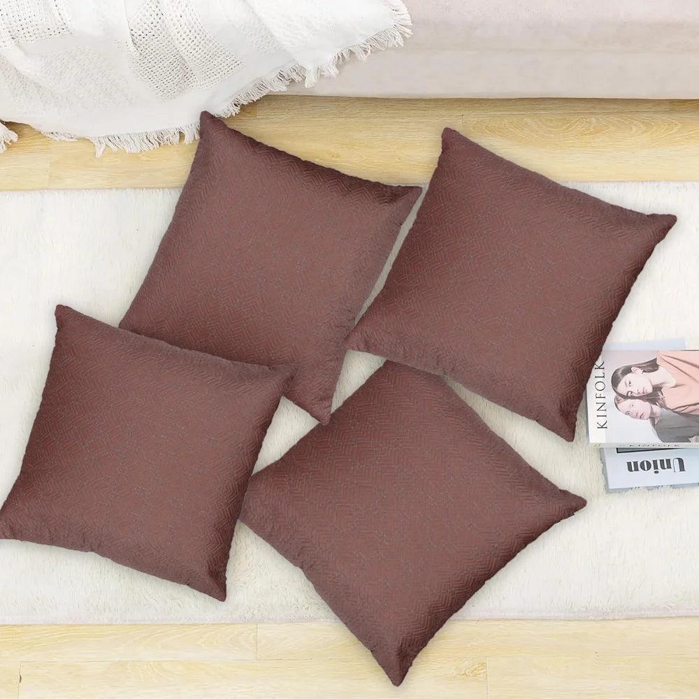 BYFT Orchard Cushion Cover 40 x 40 cm (Aira Brown) 16 x 16 inch Luxury Decorative Cushion Cover for Sofa, Bed & Living Room - Set of 02
