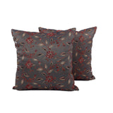 BYFT Orchard Cushion Cover 40 x 40 cm (Blossom Dark Grey) 16 x 16 inch Luxury Decorative Cushion Cover for Sofa, Bed & Living Room - Set of 02
