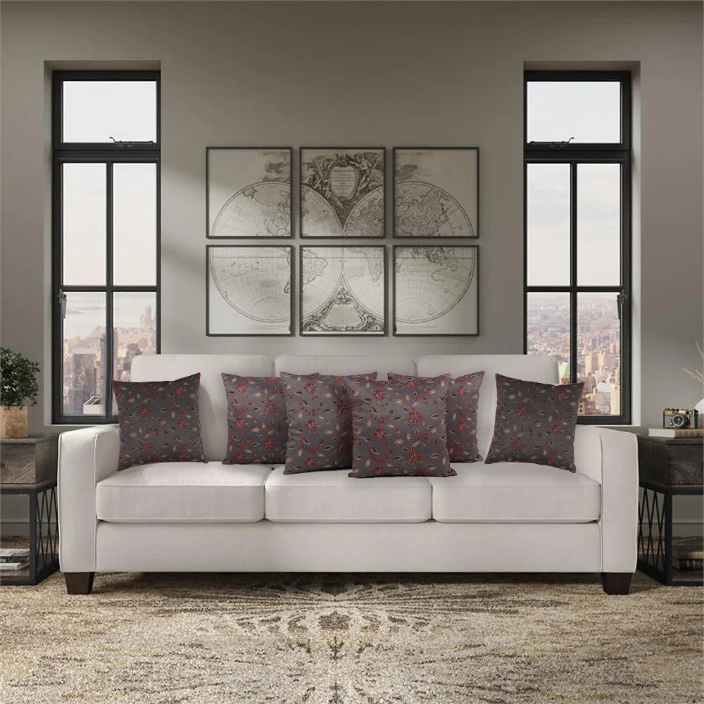 BYFT Orchard Cushion Cover 40 x 40 cm (Blossom Dark Grey) 16 x 16 inch Luxury Decorative Cushion Cover for Sofa, Bed & Living Room - Set of 02