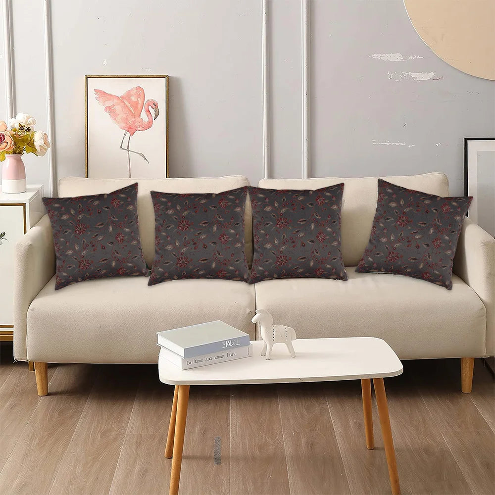 BYFT Orchard Cushion Cover 40 x 40 cm (Blossom Dark Grey) 16 x 16 inch Luxury Decorative Cushion Cover for Sofa, Bed & Living Room - Set of 02