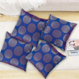 BYFT Orchard Cushion Cover 40 x 40 cm (Golden Brocade Nick Blue) 16 x 16 inch Luxury Decorative Cushion Cover for Sofa, Bed & Living Room - Set of 02