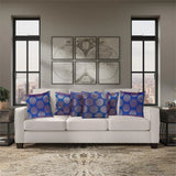 BYFT Orchard Cushion Cover 40 x 40 cm (Golden Brocade Nick Blue) 16 x 16 inch Luxury Decorative Cushion Cover for Sofa, Bed & Living Room - Set of 02