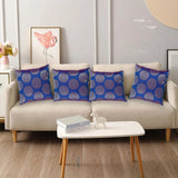 BYFT Orchard Cushion Cover 40 x 40 cm (Golden Brocade Nick Blue) 16 x 16 inch Luxury Decorative Cushion Cover for Sofa, Bed & Living Room - Set of 02