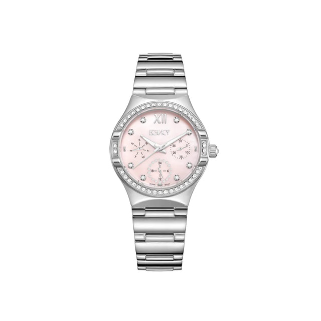 ecstacy-women's-6p29-movement-watch-multi-function-display-and-stainless-steel-strap-e23608-sbsmp-silver