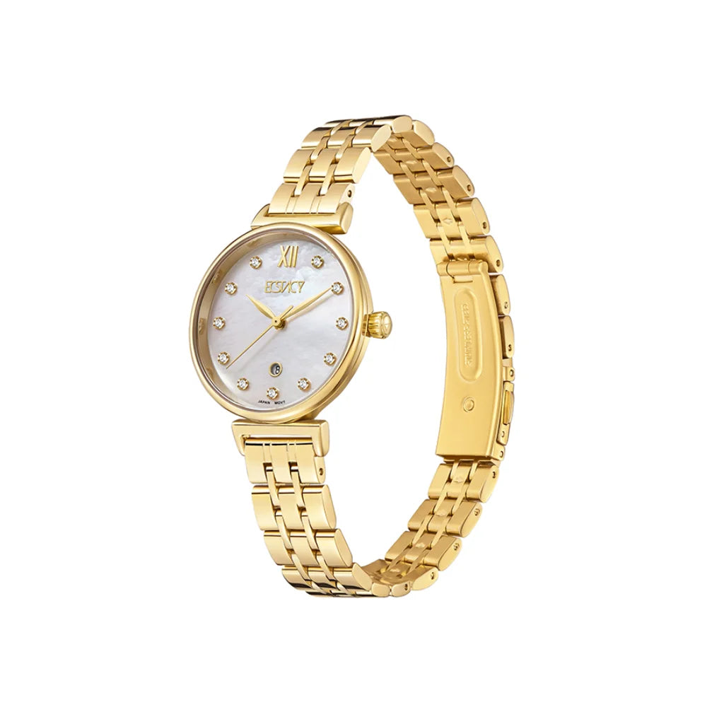 ecstacy-women's-gl12-movement-watch-analog-display-and-stainless-steel-strap-e23506-gbgm-gold