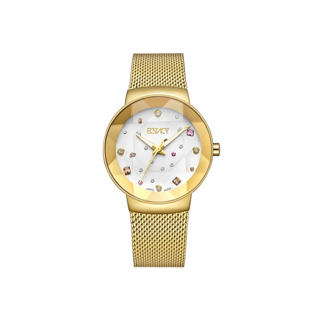 ecstacy-women's-gl36-movement-watch-analog-display-and-stainless-steel-strap-e23504-gmgs-gold
