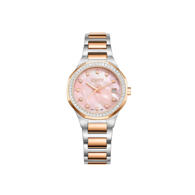ecstacy-women's-gm10-movement-watch-analog-display-and-stainless-steel-strap-e23511-kbkmp-two-tone-rose-gold