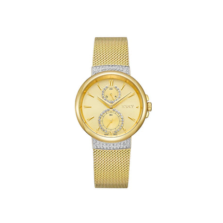 ecstacy-women's-vd77-movement-watch-multi-function-display-and-stainless-steel-strap-e23603-gmgc-gold