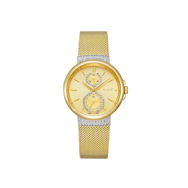 ecstacy-women's-vd77-movement-watch-multi-function-display-and-stainless-steel-strap-e23603-gmgc-gold