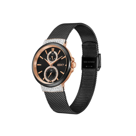 ecstacy-women's-vd77-movement-watch-multi-function-display-and-stainless-steel-strap-e23603-kmbb-black
