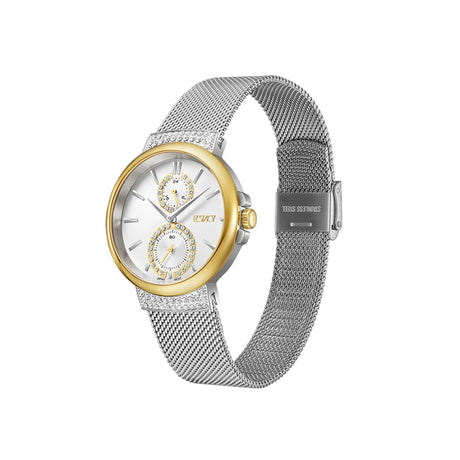 ecstacy-women's-vd77-movement-watch-multi-function-display-and-stainless-steel-strap-e23603-tmss-silver