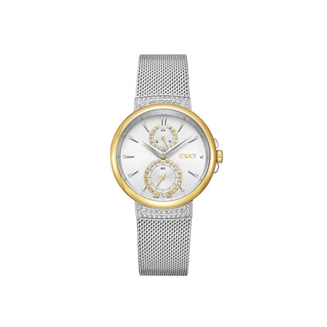 ecstacy-women's-vd77-movement-watch-multi-function-display-and-stainless-steel-strap-e23603-tmss-silver