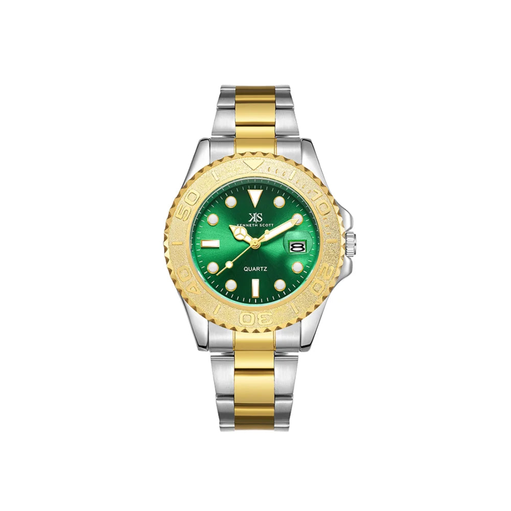 kenneth-scott-men's-sl28d-movement-watch-analog-display-and-stainless-steel-strap-k23022-tbth-gold/silver