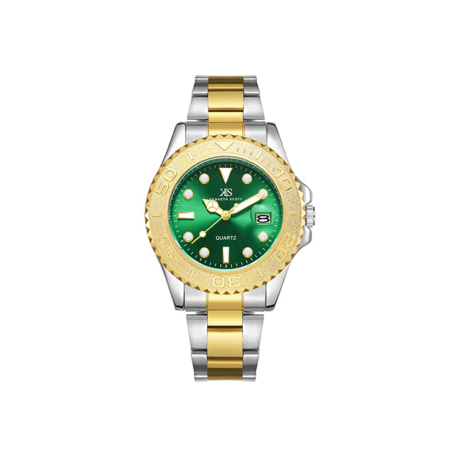 kenneth-scott-men's-sl28d-movement-watch-analog-display-and-stainless-steel-strap-k23022-tbth-gold/silver