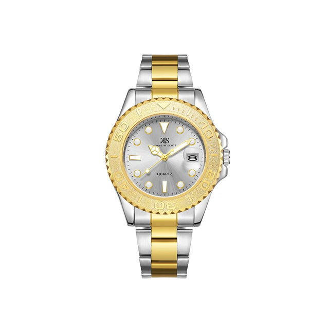 kenneth-scott-men's-sl28d-movement-watch-analog-display-and-stainless-steel-strap-k23022-tbtw-gold/silver