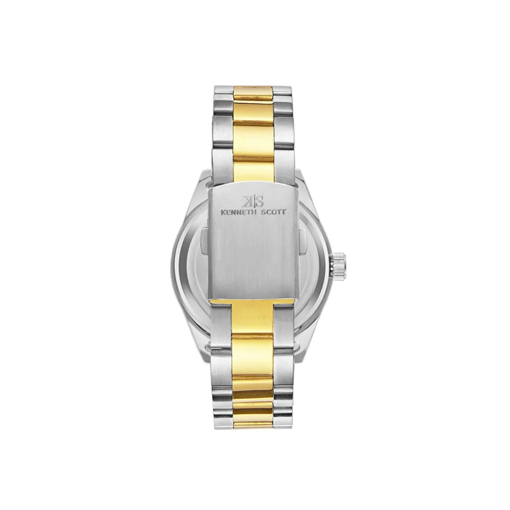 kenneth-scott-men's-sl28d-movement-watch-analog-display-and-stainless-steel-strap-k23024-tbtsb-gold/silver