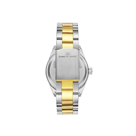 kenneth-scott-men's-sl28d-movement-watch-analog-display-and-stainless-steel-strap-k23024-tbtsb-gold/silver