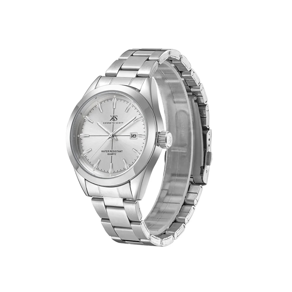 kenneth-scott-men's-sl28d-movement-watch-analog-display-and-stainless-steel-strap-k23025-sbsw-silver