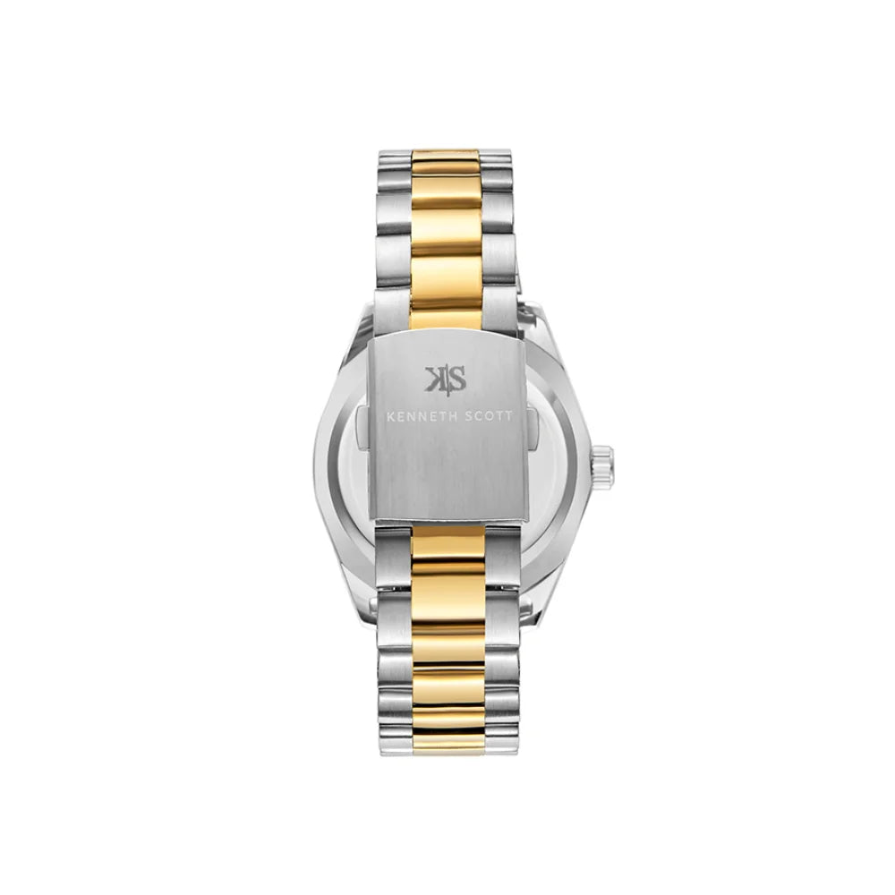 kenneth-scott-men's-sl28d-movement-watch-analog-display-and-stainless-steel-strap-k23025-tbtn-gold/silver