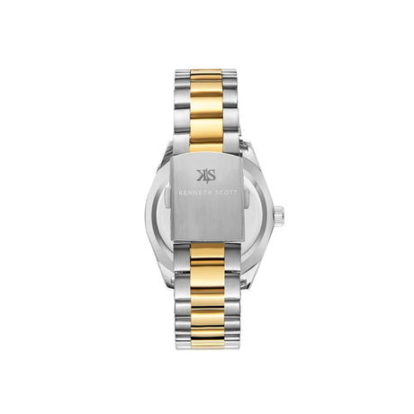 kenneth-scott-men's-sl28d-movement-watch-analog-display-and-stainless-steel-strap-k23025-tbtn-gold/silver