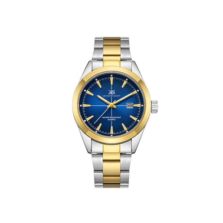 kenneth-scott-men's-sl28d-movement-watch-analog-display-and-stainless-steel-strap-k23025-tbtn-gold/silver