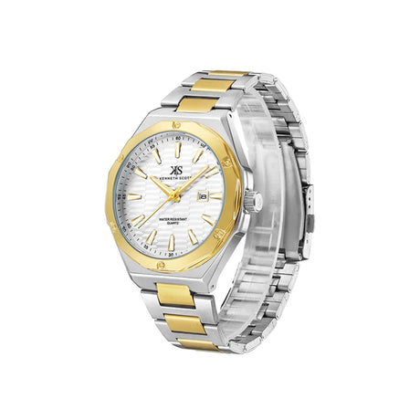 kenneth-scott-men's-sl28d-movement-watch-analog-display-and-stainless-steel-strap-k23026-tbtw-gold/silver