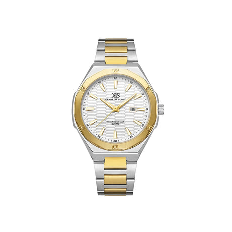 kenneth-scott-men's-sl28d-movement-watch-analog-display-and-stainless-steel-strap-k23026-tbtw-gold/silver