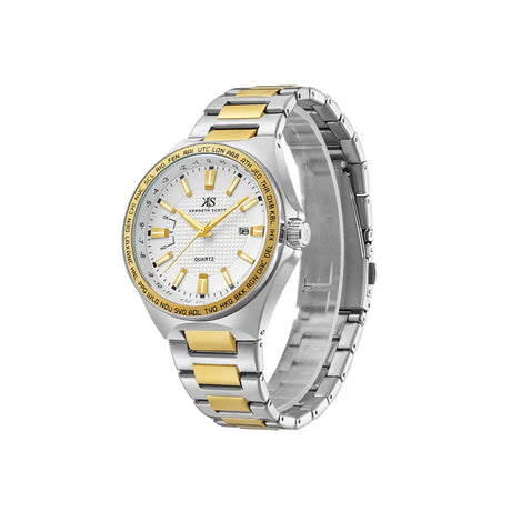 kenneth-scott-men's-sl28d-movement-watch-analog-display-and-stainless-steel-strap-k23027-tbtw-gold/silver