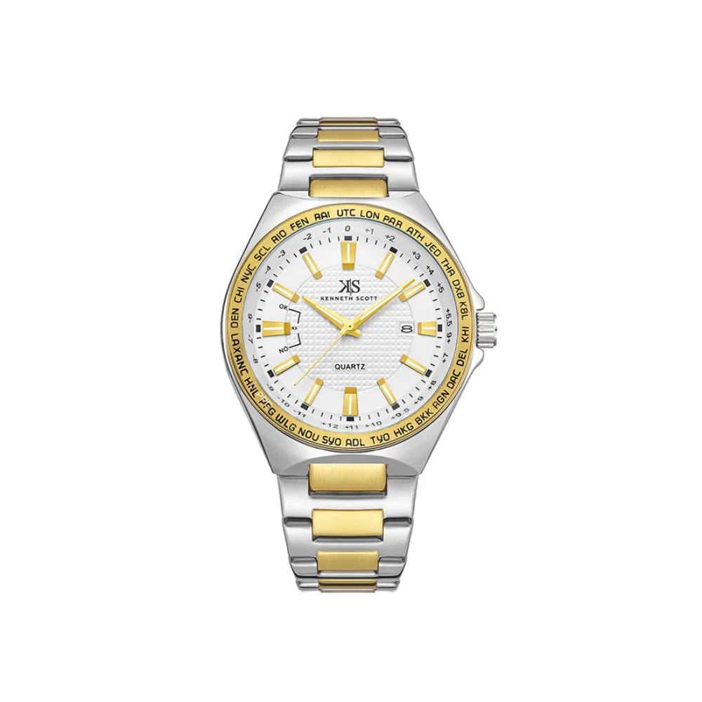 kenneth-scott-men's-sl28d-movement-watch-analog-display-and-stainless-steel-strap-k23027-tbtw-gold/silver