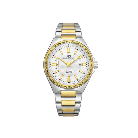 kenneth-scott-men's-sl28d-movement-watch-analog-display-and-stainless-steel-strap-k23027-tbtw-gold/silver