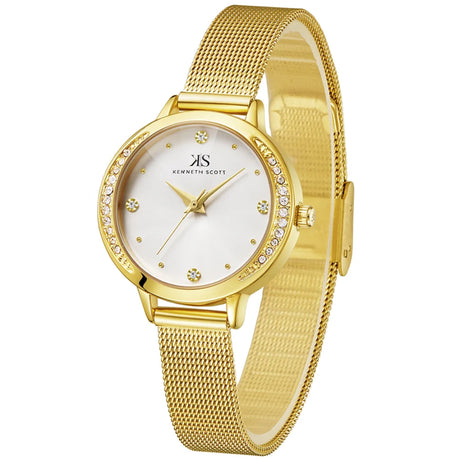 kenneth-scott-women's-quartz-movement-watch-analog-display-and-stainless-steel-strap-k22523-gmgw-gold