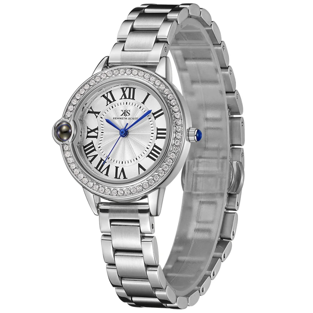 kenneth-scott-women's-quartz-movement-watch-analog-display-and-stainless-steel-strap-k22530-sbsw-silver