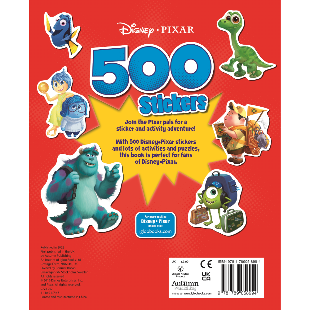 Igloo Disney Pixar 500 Stickers Book