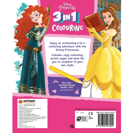 Igloo Disney Princess 3-in-1 Colouring Book